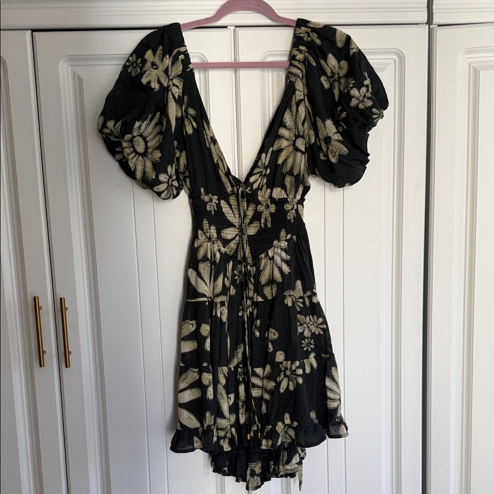 Free People Navy and Gold Dress